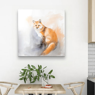 Watercolor fox - 32"x32" art on canvas