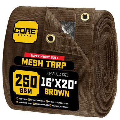 16 ft. X 20 ft.  Green 250 GSM 7.5 OZ Heavy Duty Mesh Tarp, UV Resistant