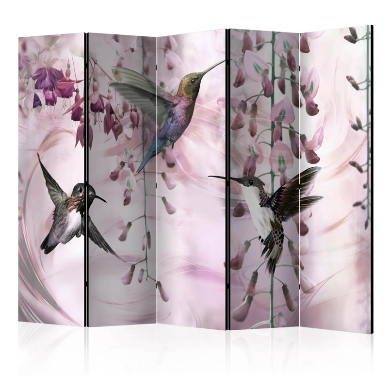 225cm W x 172cm H 5 - Panel Wood Folding Room Divider