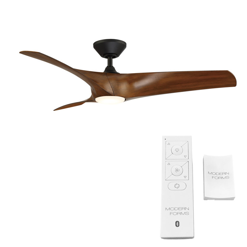 Zephyr 3 - Blade Outdoor/Indoor Smart Ceiling Fan with Light Kit And Remote Control Included, 52", Matte Black/Distressed Koa