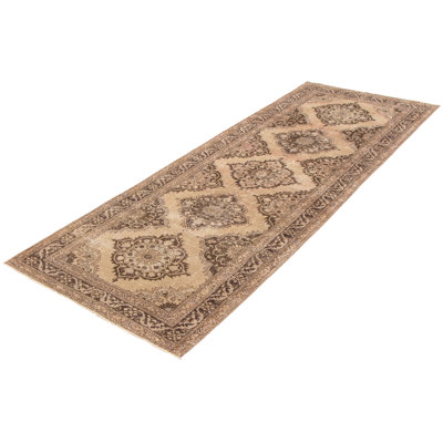 Tapis de couloir unique en laine noué à la main de style années 1990 de 4 pi 8 po x 12 pi 8 po Moncerat
