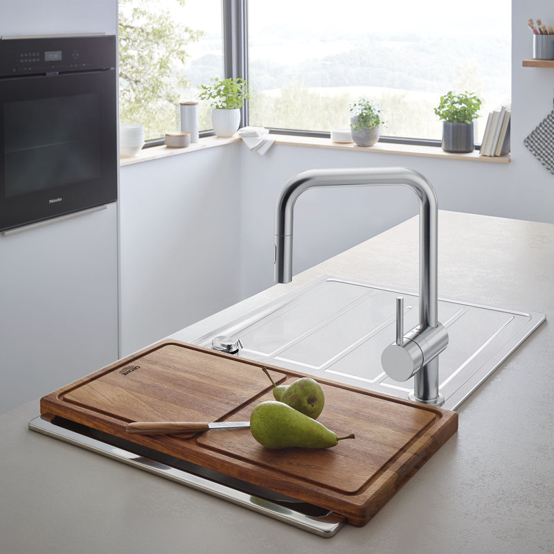 Minta® Dual Spray Pull Down Touch Single Handle Kitchen Faucet with Accessories, Starlight Chrome