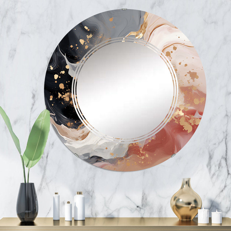 Tatoro - Miroir mural moderne rond, 32 po x 32 po