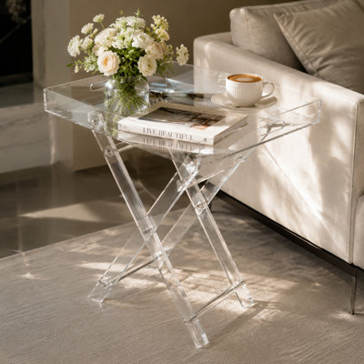 Folding Acrylic Tray Table, Modern Clear Side Table