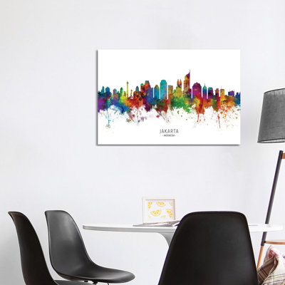 Jakarta Indonesia Skyline by Michael Tompsett - Wrapped Canvas Gallery-Wrapped Canvas Giclée