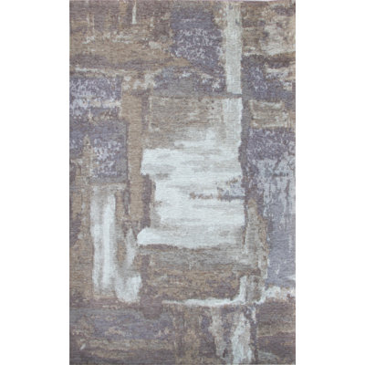 Tapis abstrait brun tissé à la machine Keeling