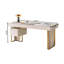 Bureau d'écriture rectangulaire en pierre frittée beige 55,12 ", 5 tiroirs-1585631202