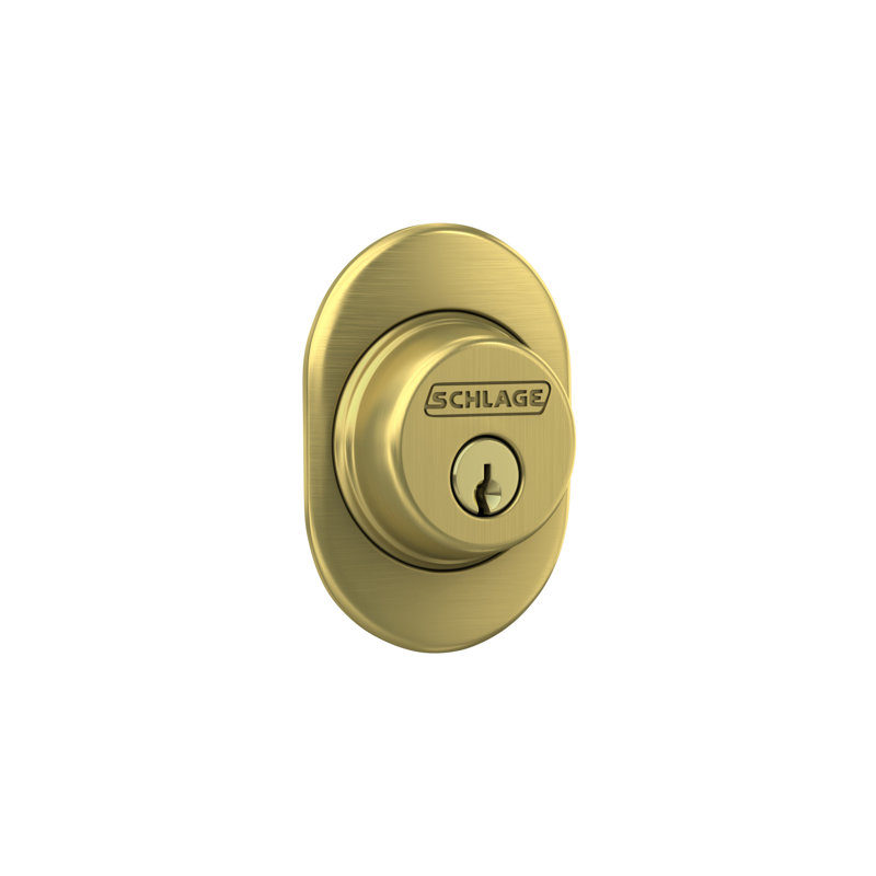 Single Cylinder Deadbolt With Remsen Trim, Satin Brass