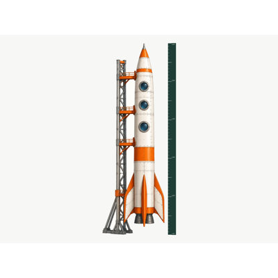 Rocket Growth Chart Wall Decal, Peel and Stick Height Ruler for Kids Bedroom and Nursery, Cut to Shape Matte Vinyl Space Decor, 60 Inch, Growth chart 60"H, measures 1 ft to 6 ft