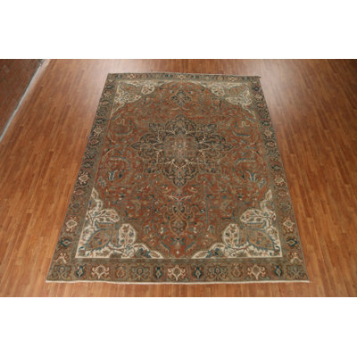 Tapis vintage en laine Heriz Vintage noué à la main 9 x 12