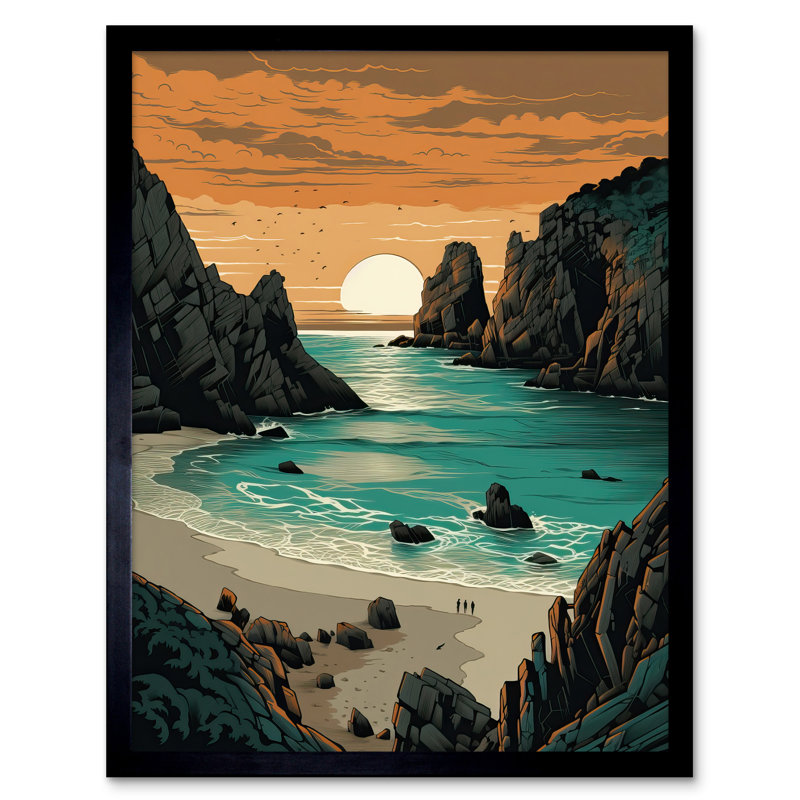Balmers Porthcurno Beach Sunrise Coastal Landscape - Single Picture Frame Print
