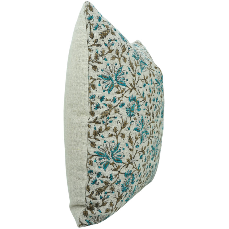 Housse de coussin d'intérieur bleu Fab Fabine, imprimé bloc, Neera Bel, Rectangle, H 12 po x l 20 po