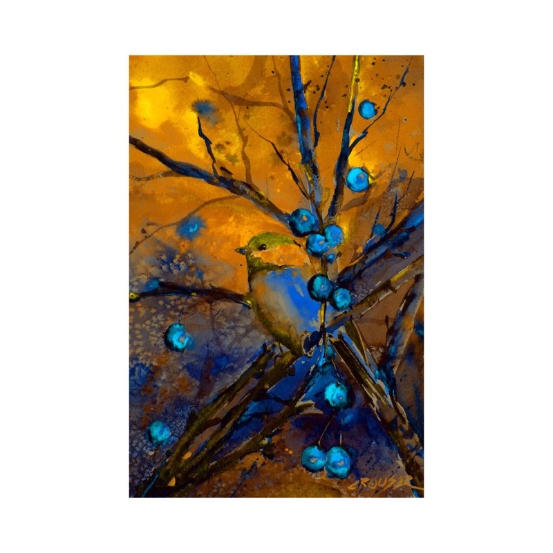 Bird & Berries by Dean Crouser - Wrapped Canvas Painting, 20.32 cm H x 30.48 cm W