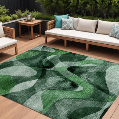 Tapis extérieur lavable antidérapant abstrait vert 10 pi x 14 pi