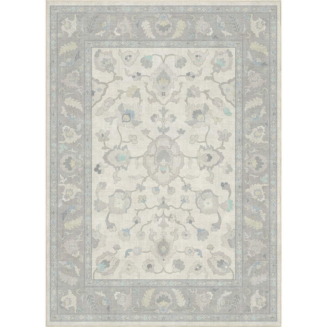 Bungalow Rose Adrith Konya Updated Traditional Oriental Pastel Cream Grey Area Rug Bungalow Rose Rug