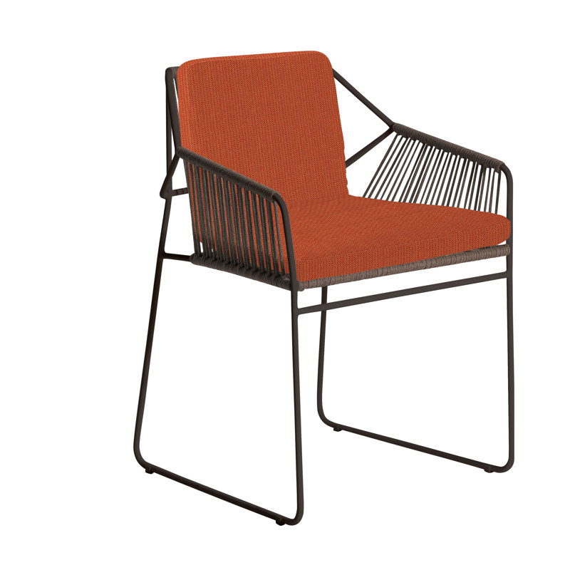Chaise de patio avec coussin Sandur, Cayenne, Corde argile / structure blanche