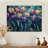 Blue Velvet Sky Tulips Field - Tulips Wood Wall Art - On Natural Pine Wood-871303216
