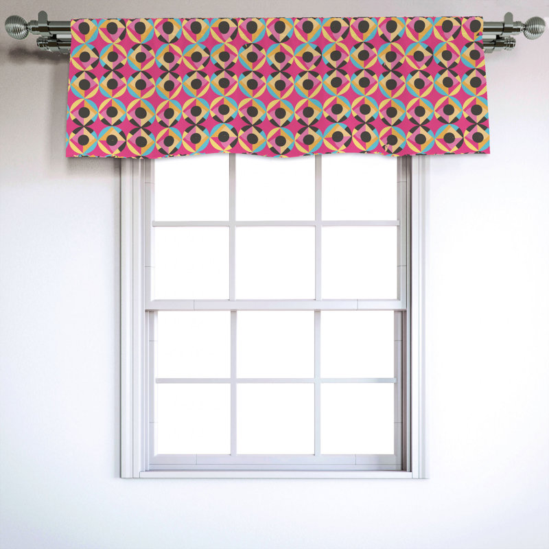 Sateen Geometric Ruffled Window Valance