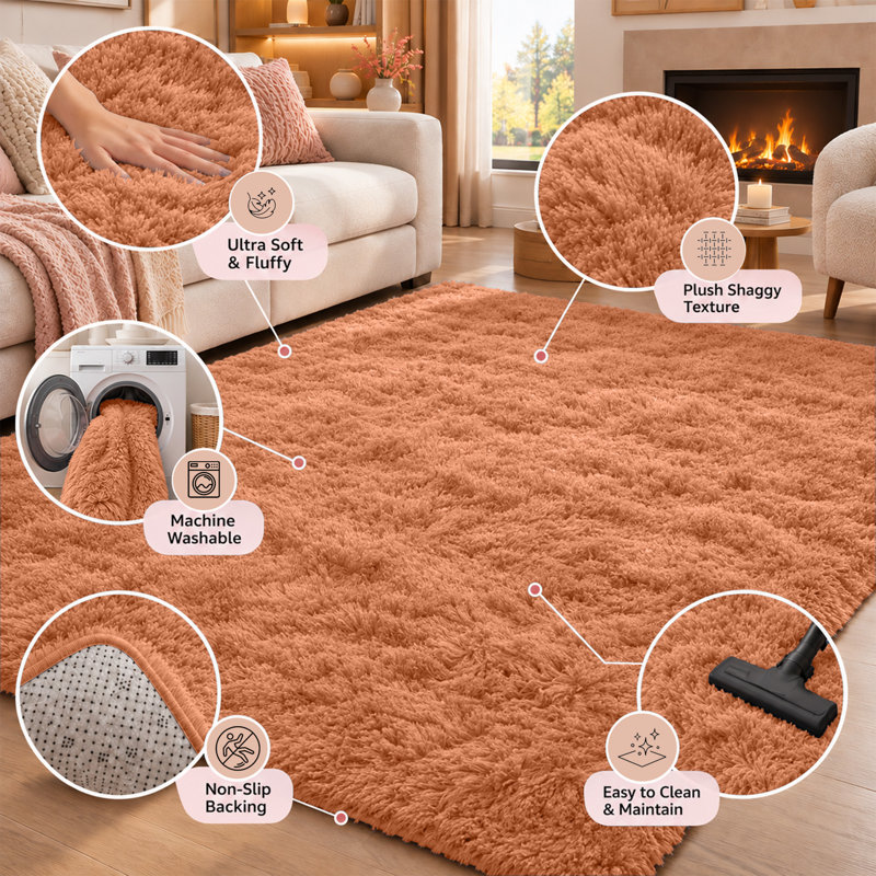 Alexanda Standard Shag Area Rug, Rectangle 60 x 110 cm
