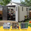 8ft×8ft Resin Storage Shed, Outdoor Storage Shed With Floor and Double Doors for Garden Patio Furniture and Tools