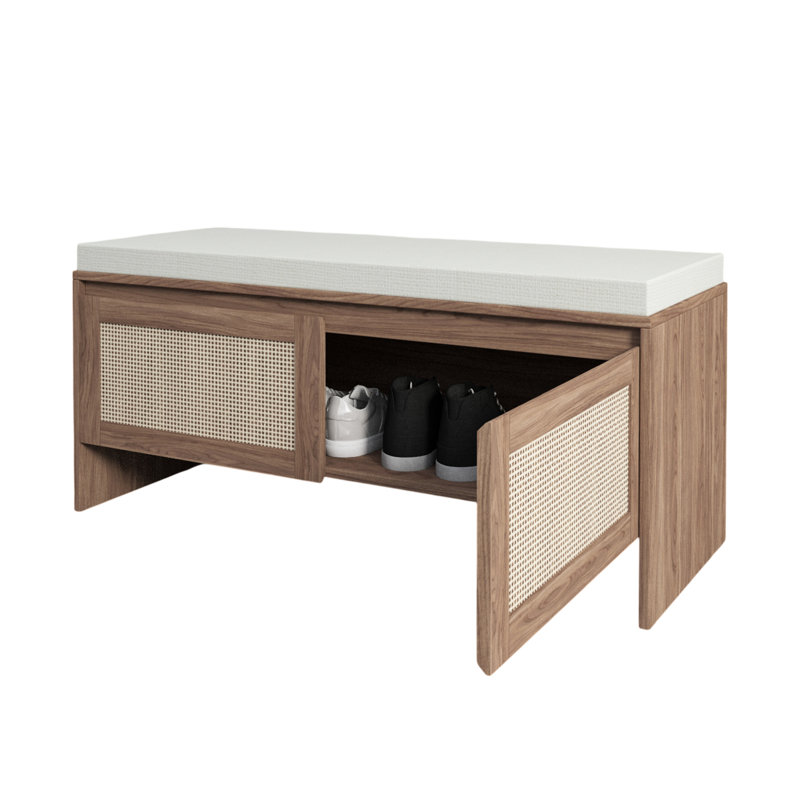 PP Rattan Storage Bench with Cushion