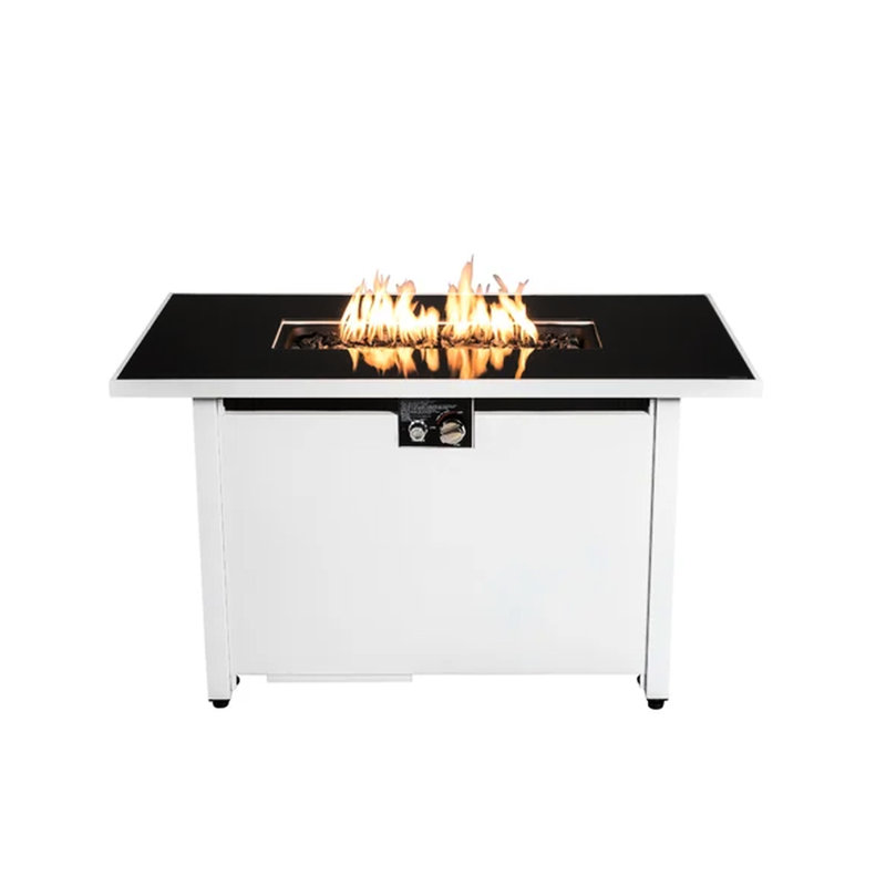 Foyer rectangulaire 43 po - Verre fumé et acier inoxydable blanc