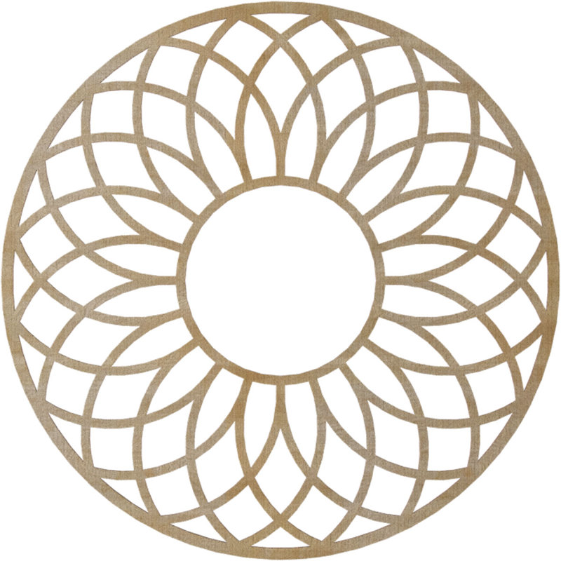 Médaillon de plafond en bois ajouré Cannes, H 38 po x l 38 po x P 0,25 po, Noyer blanc