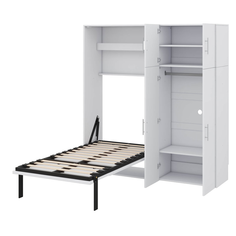 Lit escamotable avec casiers et garde-robe intégrés, Lit simple