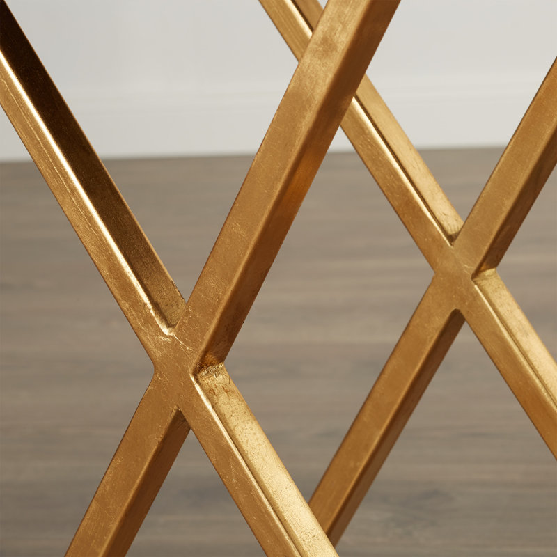 Oxendine Glass Top End Table, Gold / Black