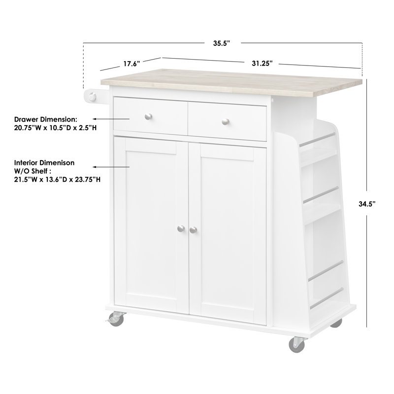 Ferraro Wood Kitchen Cart, Red
