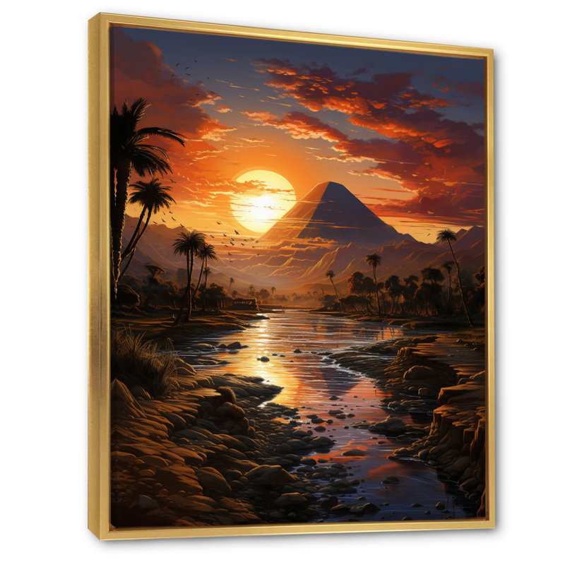 Égypte Golden Horizons River II - Égypte, impressions sur toile, H 20 po x l 12 po x P 1 po, Cadre flottant doré