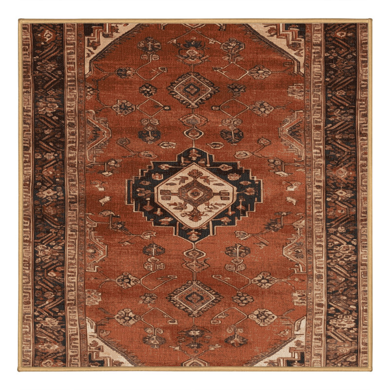 Tapis brun lavable à la machine, Carré 4 pi