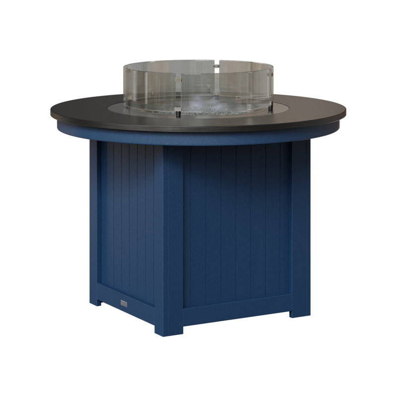 Foyer de table rond Berlin Donoma, Plateau martelé noir avec base bleu marine, H 37 po x l 44 po x P 44 po