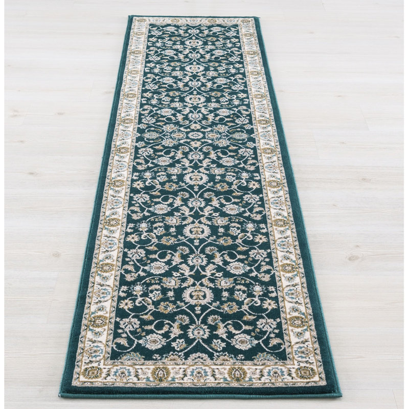 Luxury Kashan Green Runner Rug