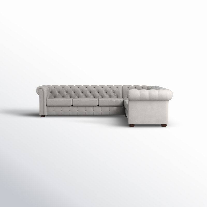 Dunn 117 " Velvet Sectional, Gray Velvet