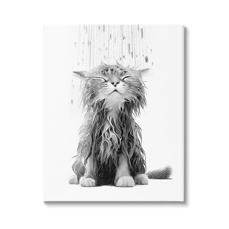 Chaton de salle de bain Splash sur bois par Annalisa Latella, H 40 po x l 30 po x P 1,5 po