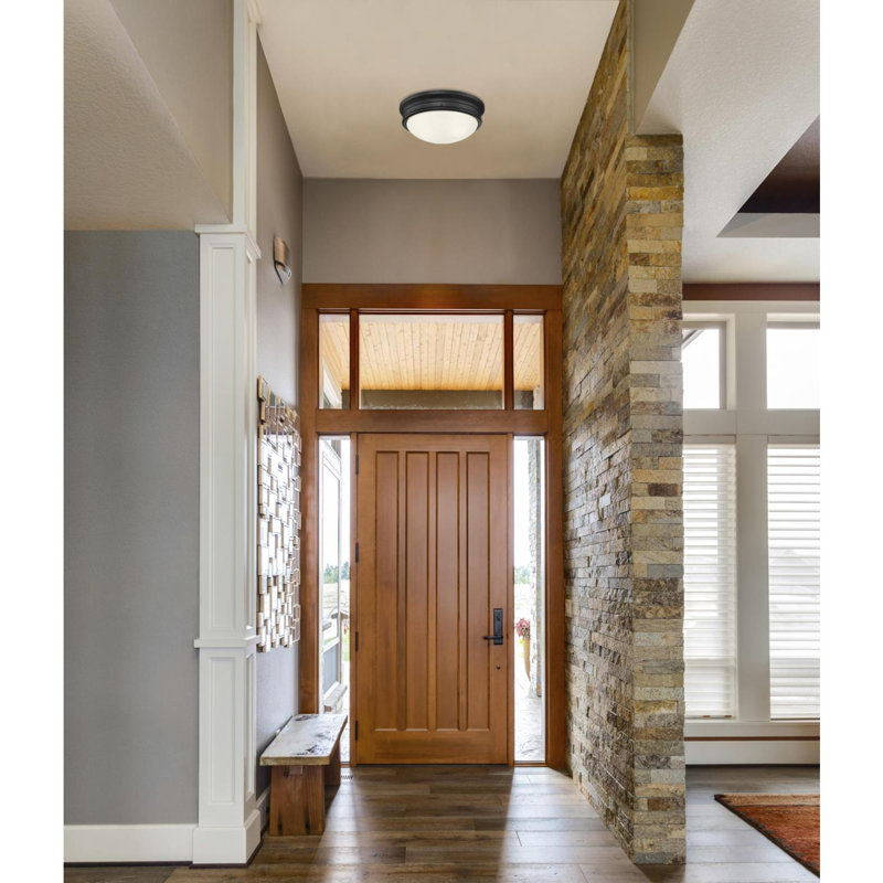 Burtundy Glass Flush Mount, Matte Black
