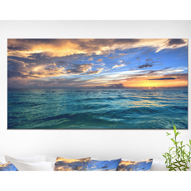 Exotic Tropical Sunset Beach Canvas Print, 20" x 40"