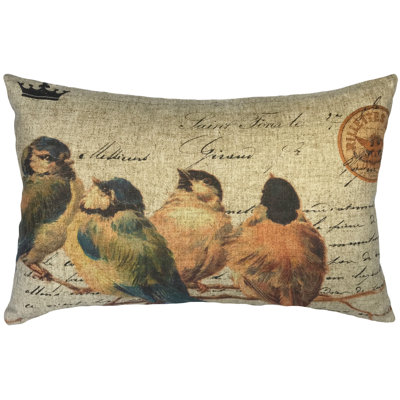  Birds of Branch Linen Lumbar Pillow