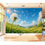 Papier peint adhésif pissenlit Pissenlit flottant pittoresque printemps bleu ciel nuages art mural auto-adhésif et amovible-1371400060