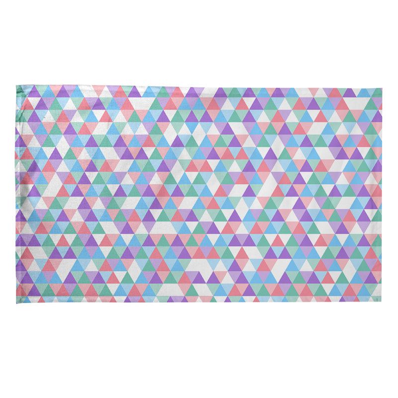 Torchon à motif triangulaire, Croisé en coton, Mauve/vert