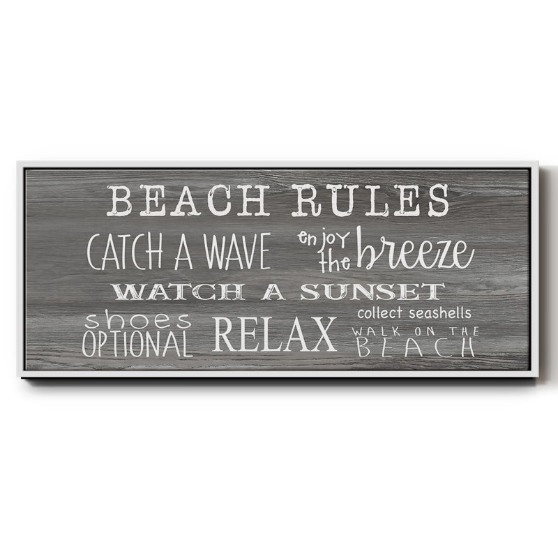 Beach Rules- Framed Canvas, 24" H x 60" W