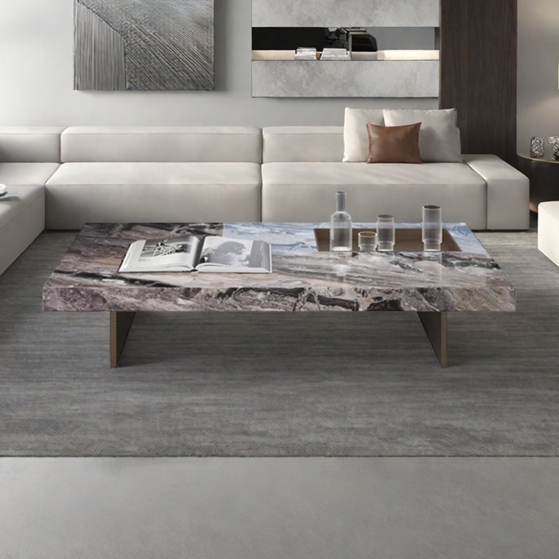 Light luxury natural marble coffee table, 12.59" H x 59.05" L x 31.49" W