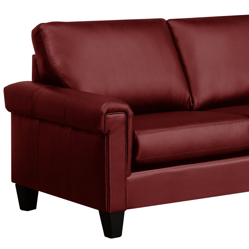 Canapé et méridienne Honcut de 121 po de largeur, Cuir véritable marron rouge, Orienté à droite (vu de face)
