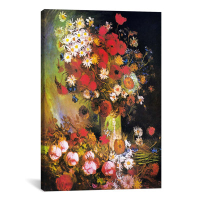 Reproduction d’art sur toile, "vase avec bleuet et coquelicots, pivoines et chrysanthèmes" par vincent van gogh