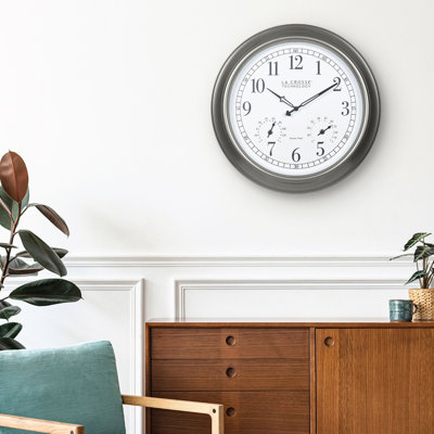 18" Atomic Outdoor Analog Clock with Thermometer & Hygrometer