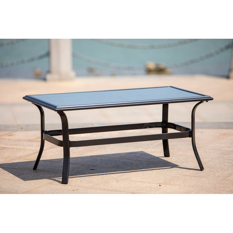 Table basse de patio avec verre Lexa