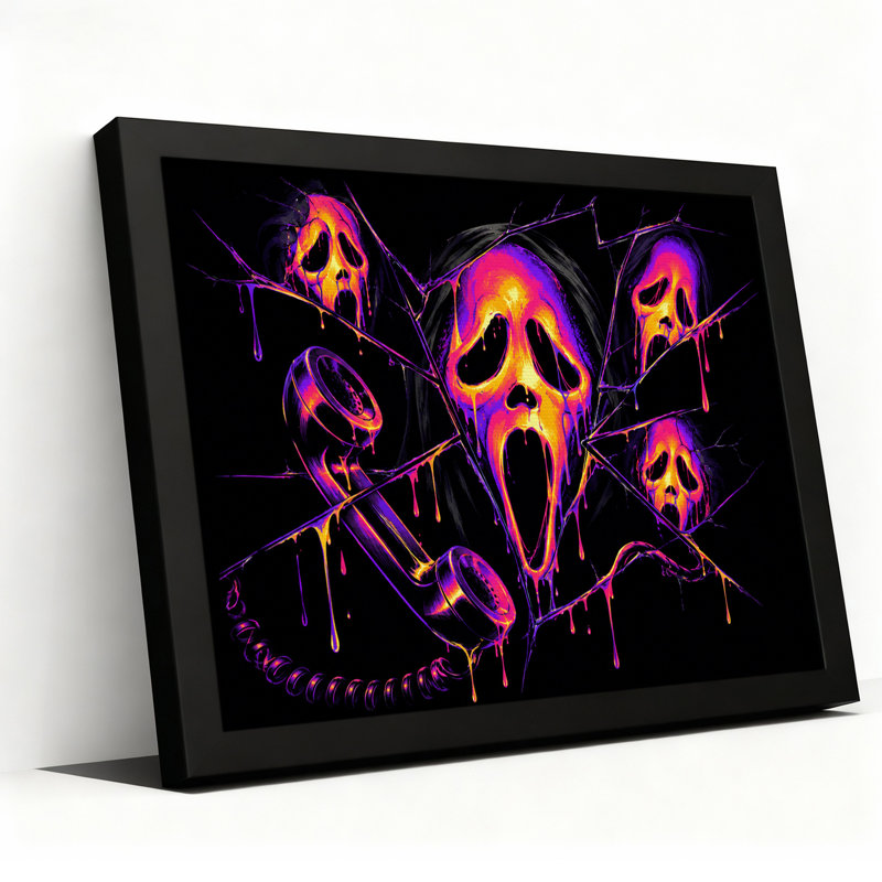 Art mural sur toile néon, mauve et orange, H 20 po x l 30 po