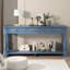 Console 63 po avec 3 tiroirs et tablette méditerranéenne - canapé très long pour entrée / couloir / salon - finition espresso, pieds en bois massif, style rétro vieilli-129594276
