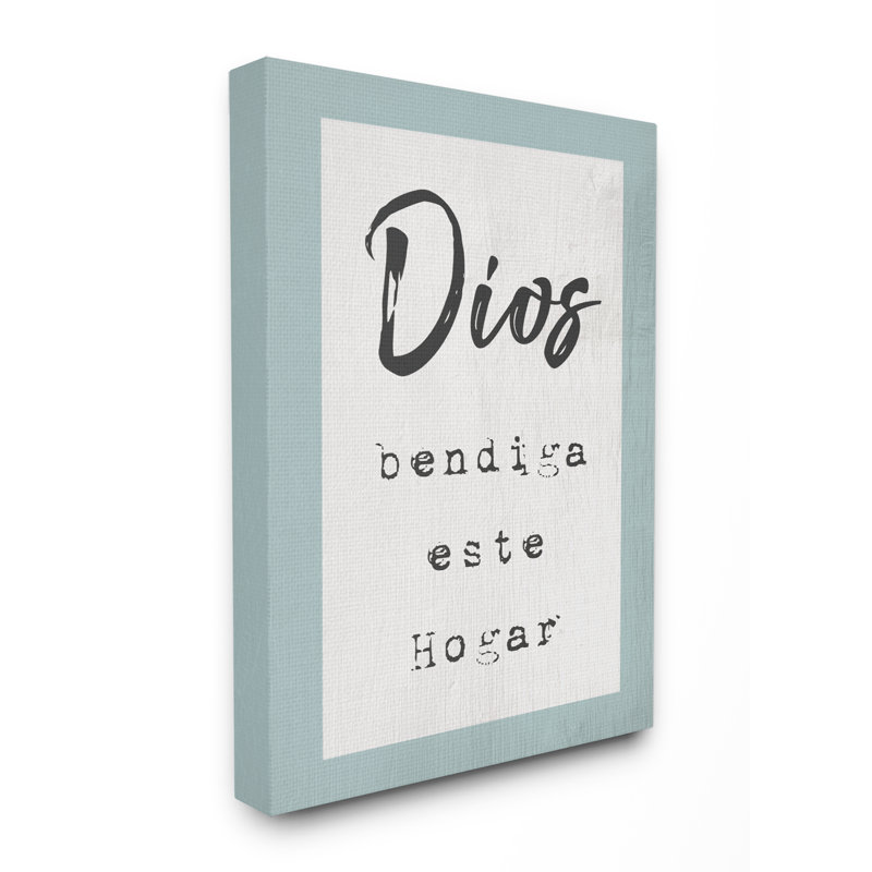 « dios bendiga este hogar espagnol typographie », impression, Toile tendue, H 20 po x l 16 po x P 1,5 po